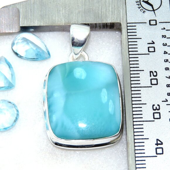 Larimar Gemstone Pendant, 925 Sterling Silver, Handmade Design Pendant, For Gift - Picture 5 of 6
